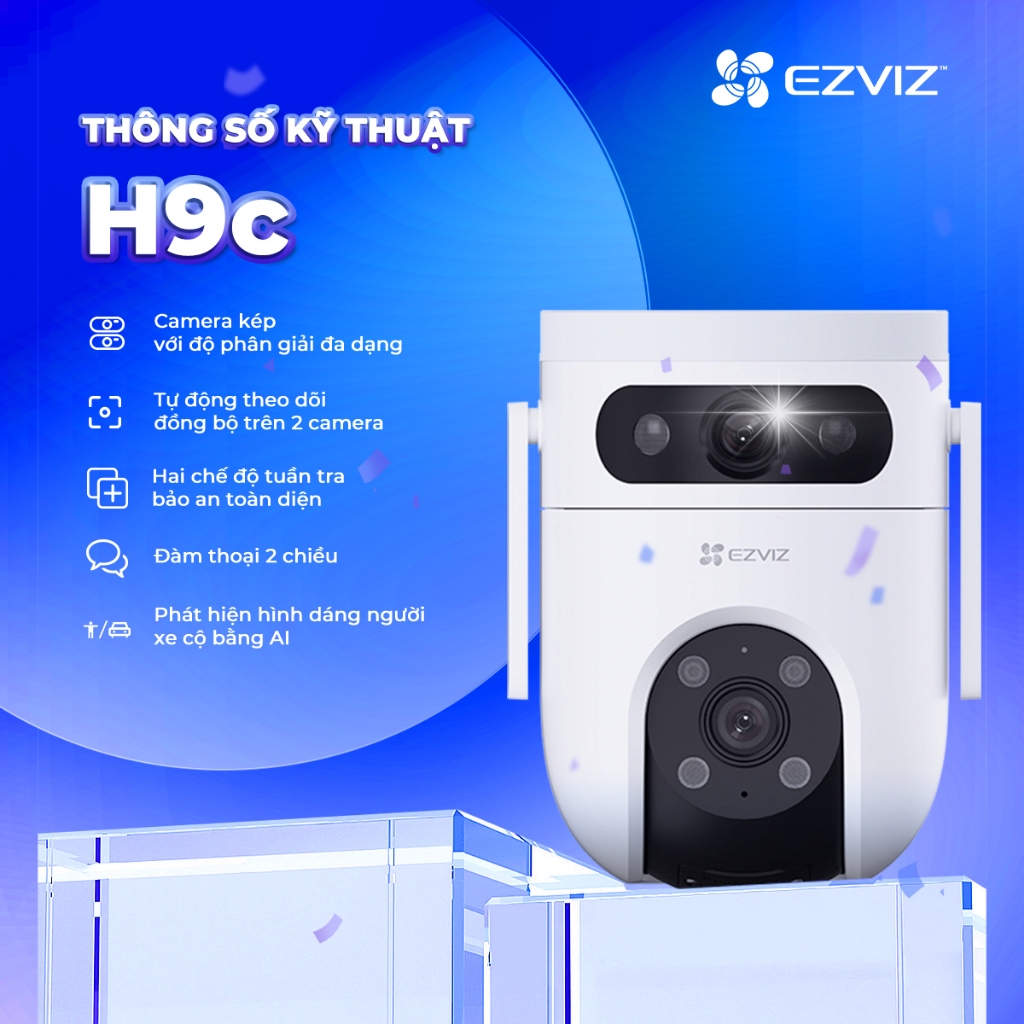 Camera WIFI Ngoài Trời 2 Mắt Xoay 360 EZVIZ H9C C8C H8C 3MP 4MP 6MP 10MP 2K 1080P Màu Ban Đêm | BigBuy360 - bigbuy360.vn