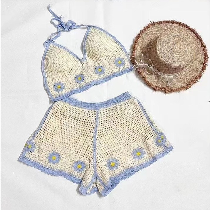 Set Len Bikini , Áo Bra Len Móc Thêu Hoa Thời Trang Dành Cho Nữ Đi Biển Trẻ Trung Quyến Rũ Hàng Qccc -25 | Vui Vẻ Shop | BigBuy360 - bigbuy360.vn