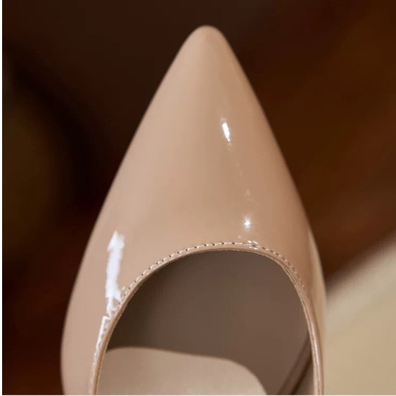 Giày Cao Gót Nhọn Da Bóng Mềm Size 31 32 33 Thời Trang Nữ Xuân Thu Hàng Quảng Châu Cao 7cm