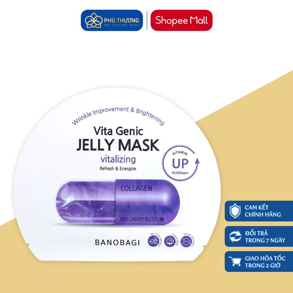 Mặt nạ Banobagi Vita Genic Jelly Mask Vitalizing - màu tím dành cho làn da mệt mỏi, xỉn màu, lão hóa
