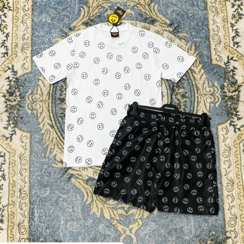 Bộ Cộc Nam Hình Mặt Cười Quanh Thân Đen Trắng Dành Cho Anh Em Boy Phố Đi Chơi Đi Biển Hot Trend 2024