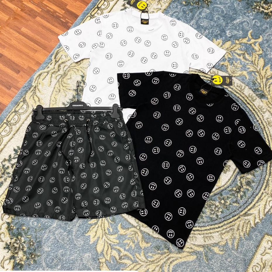 Bộ Cộc Nam Hình Mặt Cười Quanh Thân Đen Trắng Dành Cho Anh Em Boy Phố Đi Chơi Đi Biển Hot Trend 2024