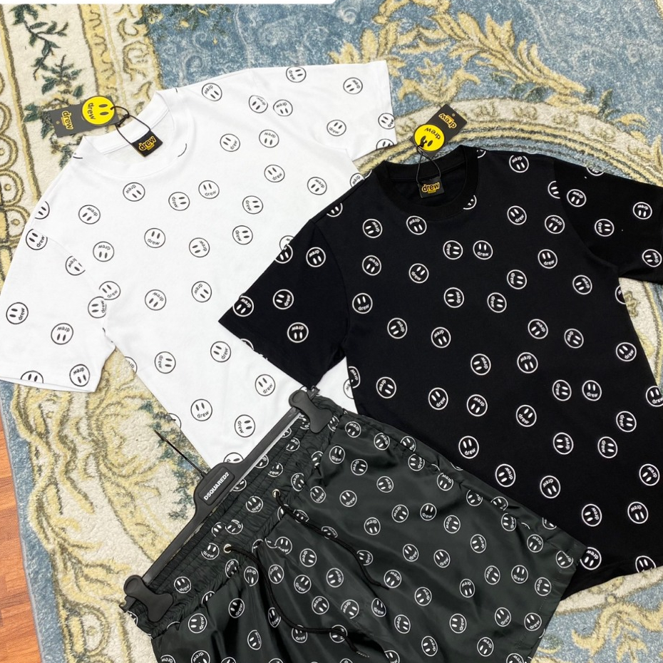 Bộ Cộc Nam Hình Mặt Cười Quanh Thân Đen Trắng Dành Cho Anh Em Boy Phố Đi Chơi Đi Biển Hot Trend 2024