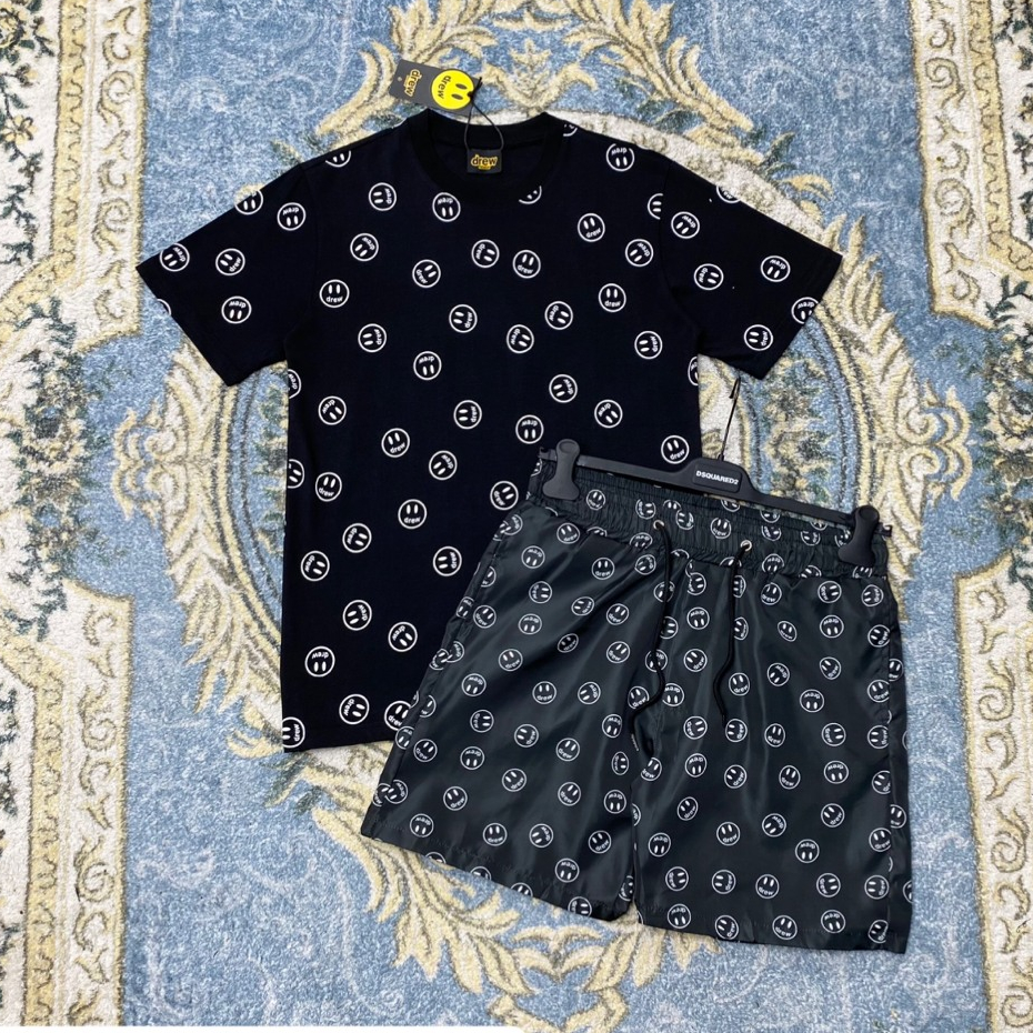 Bộ Cộc Nam Hình Mặt Cười Quanh Thân Đen Trắng Dành Cho Anh Em Boy Phố Đi Chơi Đi Biển Hot Trend 2024