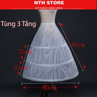 Tùng váy cưới 3 tầng không lưới  có thun và dây buộc rất dễ điều chỉnh mặc trong ngày cưới