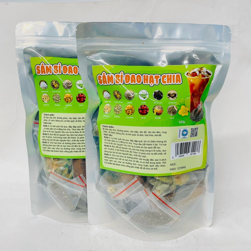 Set Trà Sâm Bí Đao Hạt Chia Túi 400g