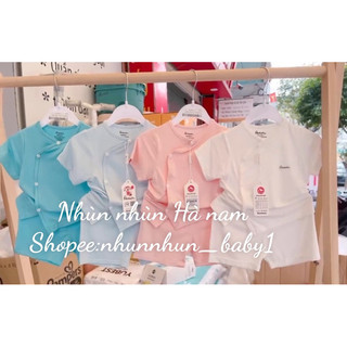 (Nhùn nhùn)Bộ cotton/sợi tre cộc tay cài cúc Avaler size 0-3m đến 6-9m