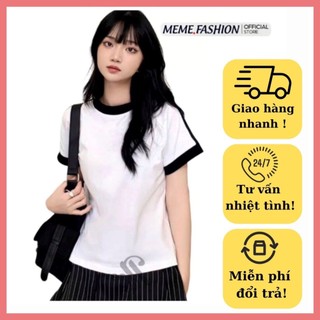 Áo thun Baby tee nữ trơn,áo phông nữ form vừa  phối sọc hai bên vai freesize form dưới 50kg.