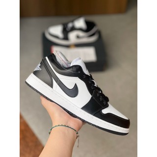 Giày Jordan Cổ Thấp Đen Trắng Nam Nữ, Giày jodan 1 Low Panda Đen Trắng Da Trơn Bản Classic full box bill