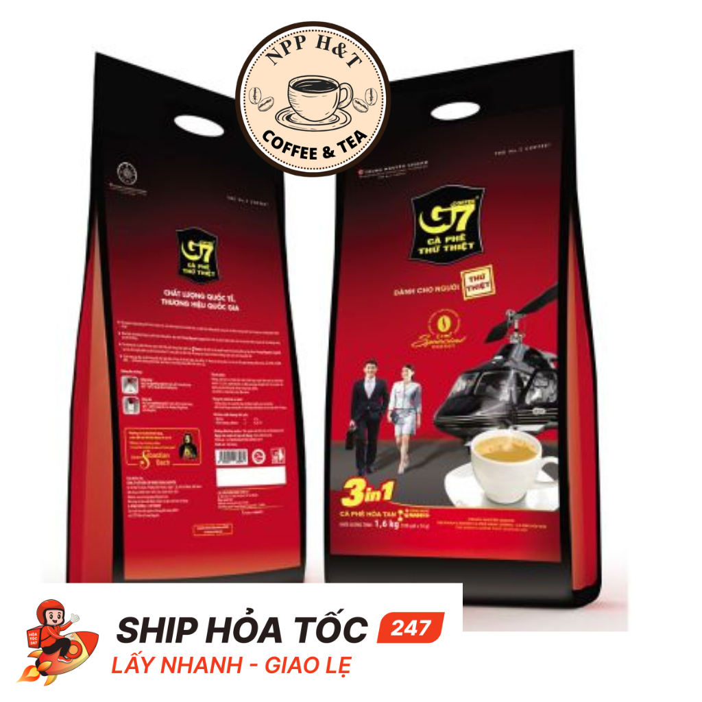 Cà Phê Sữa Hòa Tan Trung Nguyên G7 3in1 - Bịch 100 gói dài / Bịch 50 Gói vuông (Bao bì mới)