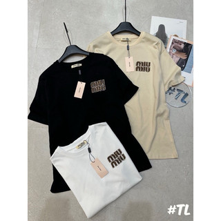 Áo thun miu logo đá ảnh thật cotton