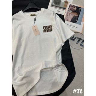 Áo thun miu logo đá ảnh thật cotton