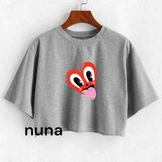 Áo Croptop Thun Nữ Form Rộng Tay Ngắn Cổ Tròn Hình Họa Tiết Mặt Cười Cao Cấp 021111