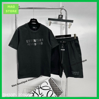  Bộ Đồ Nam Cộc Tay Essentials Trơn In Chữ Trước Ngực Đơn Giản Chất Cotton Co Giãn Thoáng Mát Dành Cho Anh Em Boy Phố 2024 