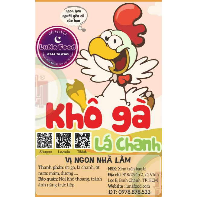 Khô gà lá chanh  - Chính Hãng LuNa Food