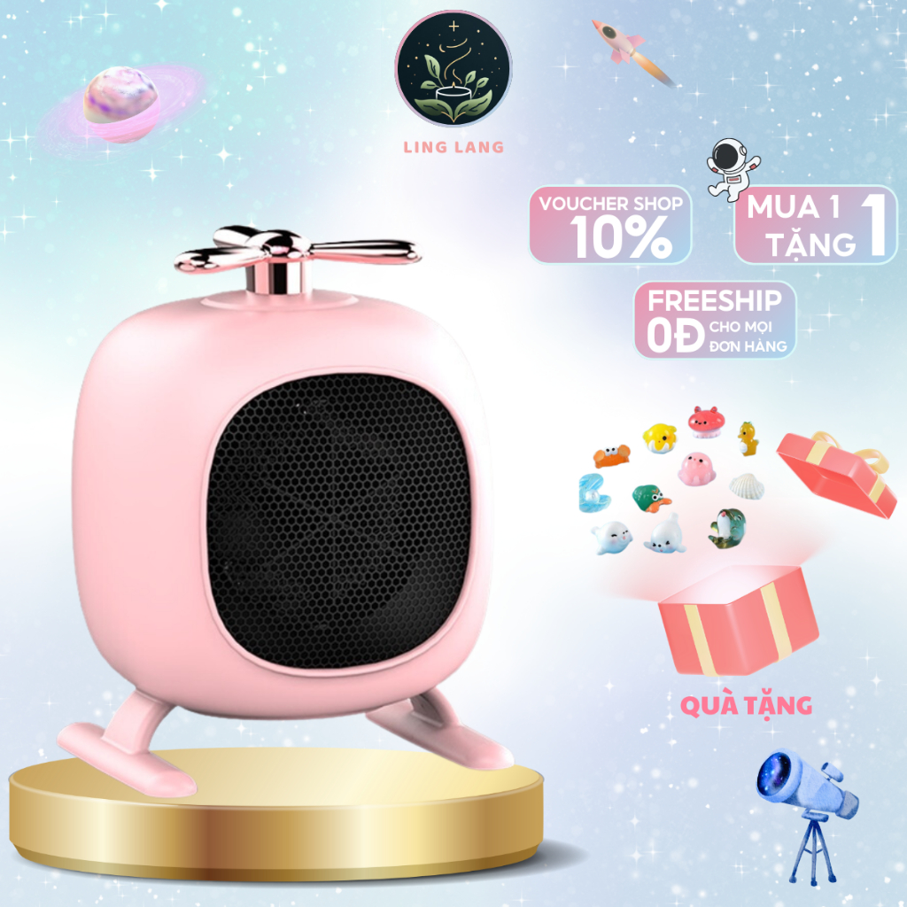 Máy sưởi mini để bàn công suất 500W Ling Lang chất liệu nhựa ABS nhiều màu cao cấp