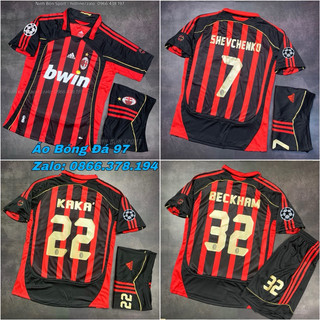 Áo Bóng Đá, Quần Áo Đá Banh CLB AC Milan Sân Nhà Phong Cách Retro 2007 - Vải Polyester Gai Thái Cao Cấp