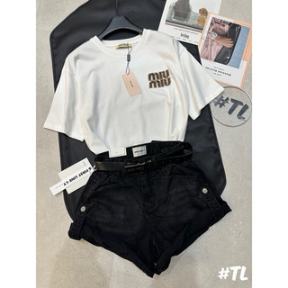 Áo thun miu logo đá ảnh thật cotton