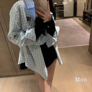 Áo Sơmi Kẻ Miuiu Đính Đá QCCC