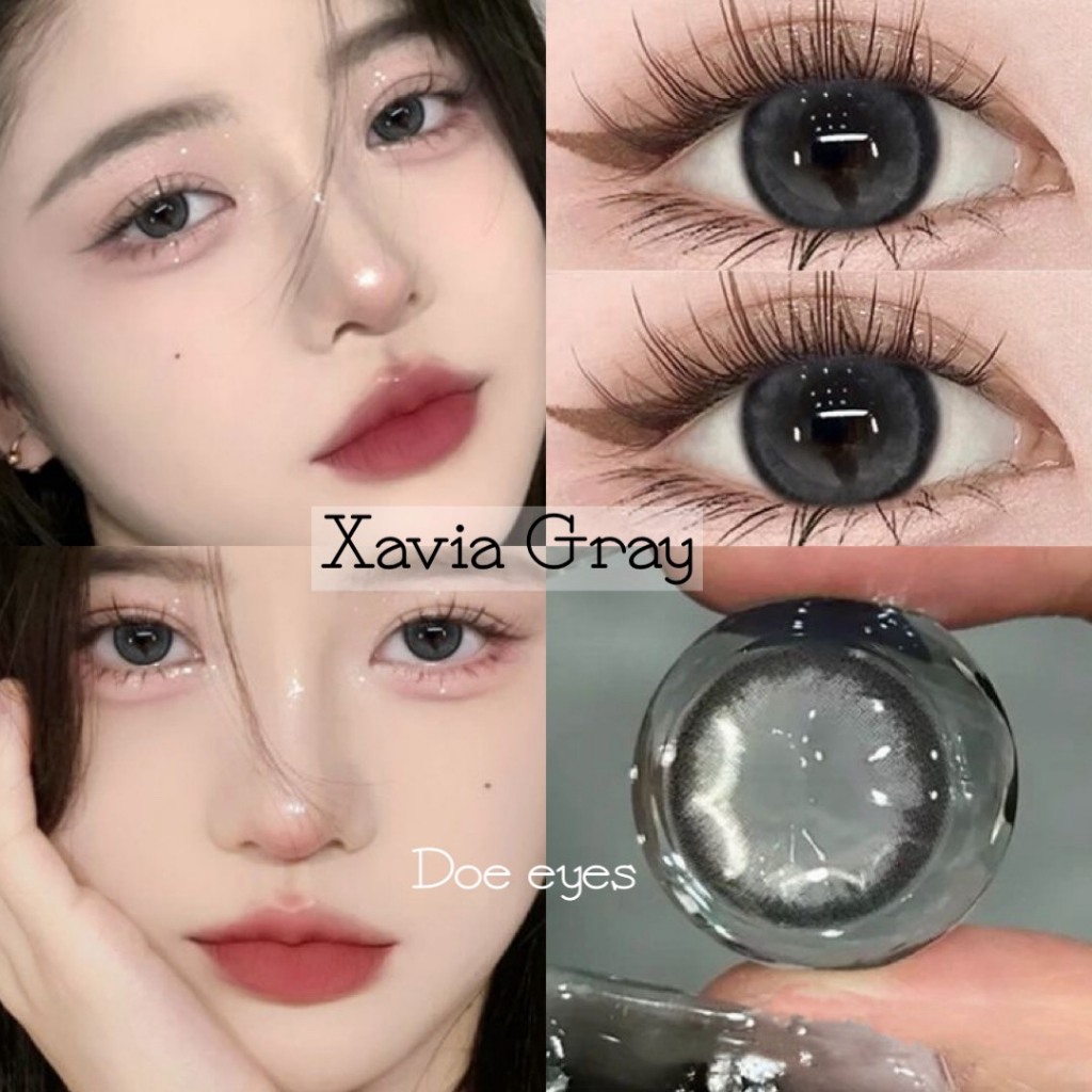 Kính Áp Tròng DOE EYES Lens XAVIA GRAY Độ Cận 1 - 6.5 Tặng Kèm Khay Dụng Cụ