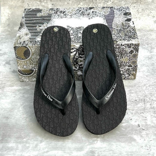 Dép tông nam nữ CD đế cao su ép xốp 2 lớp dập nổi hoạ tiết vân chữ thổ cẩm monogram quai dập chữ DL58P
