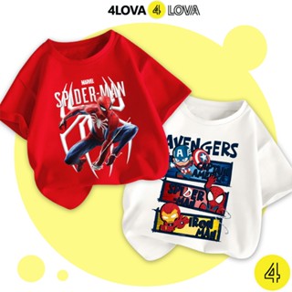 Áo thun cộc tay bé trai 4LOVA hình siêu nhân dễ thương phong cách, BST Mavel hè 2025 KID0196