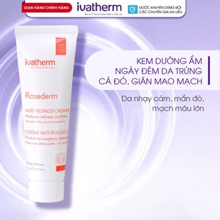 Kem dưỡng ẩm da giãn mao mạch, trứng cá đỏ Ivatherm Rosederm Cream 30ml - IVATHERM