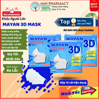 Khẩu trang 3D MAYAN cao cấp Người Lớn 3D Mask Hộp 10 cái  - Minpharmacy