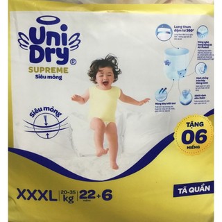 Hcm - tặng thêm 6 miếng bên trong - tã quần unidry xxxl22 siêu mỏng cho bé từ 20-35kg - date mới