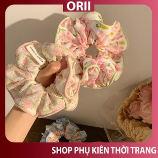 Dây buộc tóc bản to ,dây buộc tóc scrunchies Vải Bản Lớn Thanh Lịch Cho Nữ họa tiết hoa dễ thương cho nữ.