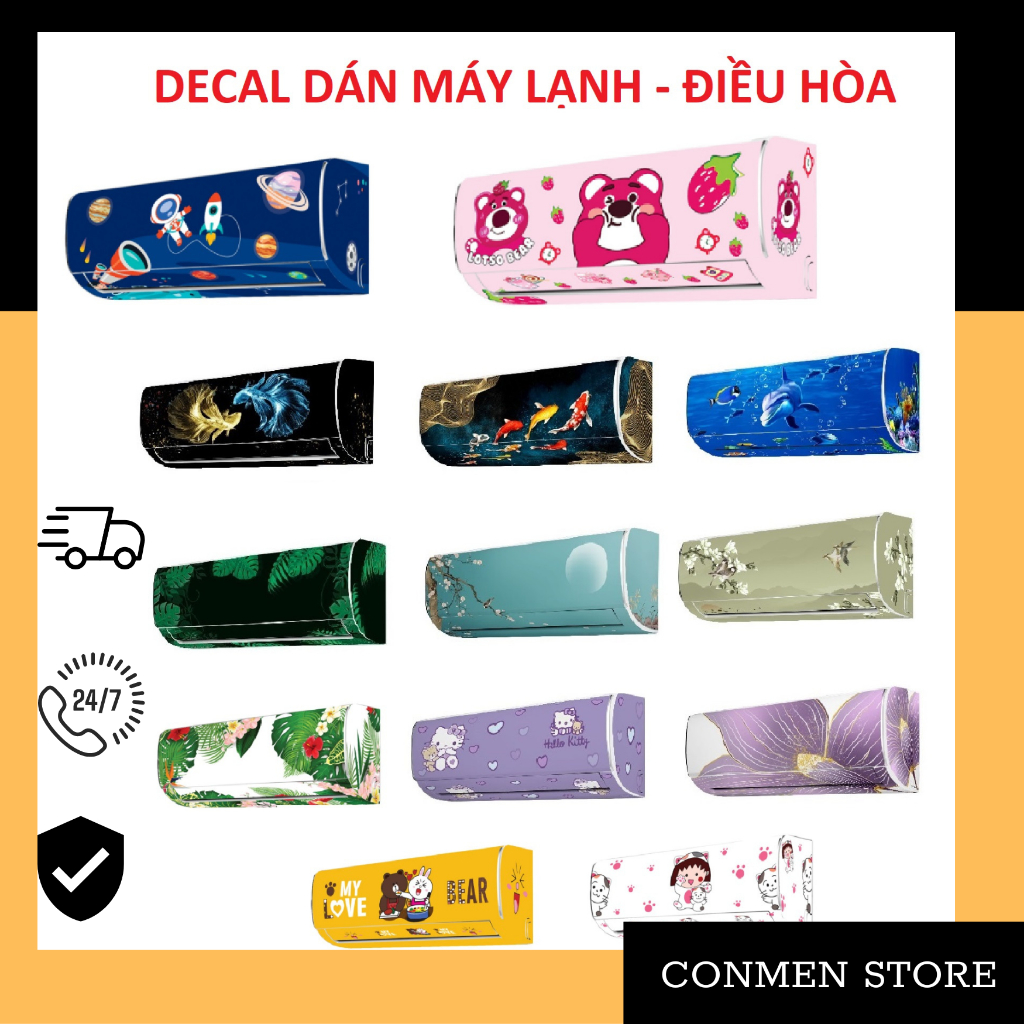 Miếng Decal 3D Dán Máy Lạnh - Máy Điều Hòa - Full Kín 4 Mặt - Deca Cao Cấp - Chống Thấm Nước - Siêu Bền
