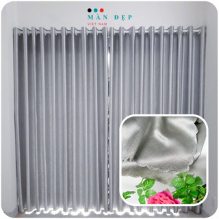 Rèm cửa chống nắng may ore màu xám trắng trang trí nội thất cao cấp