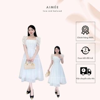 Váy/ đầm trắng đính nẹp eo corset đi chơi/dự tiệc Aimee
