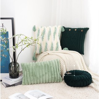 Vỏ Gối Tựa Lưng Trang Trí Sofa Họa Tiết Xanh Vàng Đơn Giản Sang Trọng