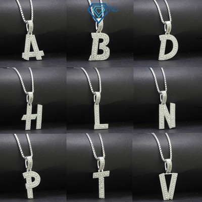 Dây chuyền nam mặt chữ cái theo tên, vòng cổ bạc chữ đính đá phong cách cá tính Hiphop DCA0138 - Trang Sức TNJ