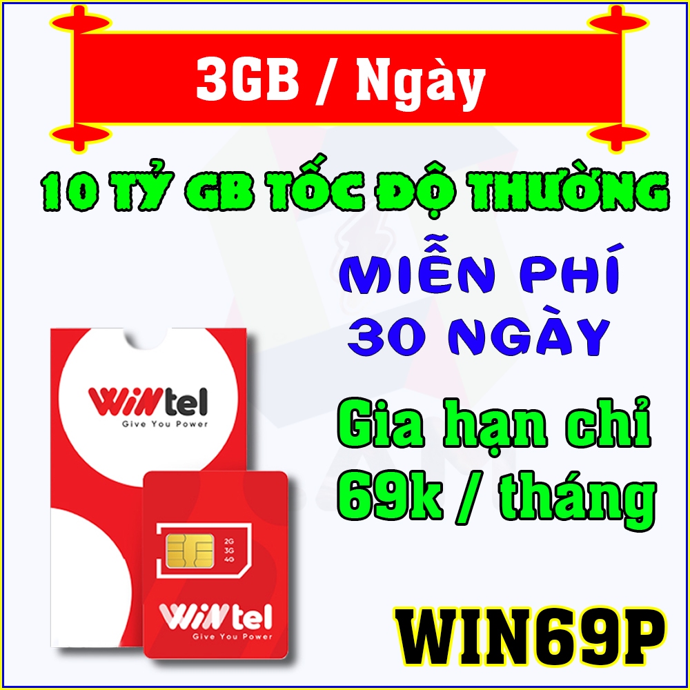 Sim 4G Wintel69p  free 1 tháng sử dụng sim data tốc độ cao,dùng thoải mái dùng trên bộ phát wifi olax ax6,MF6875