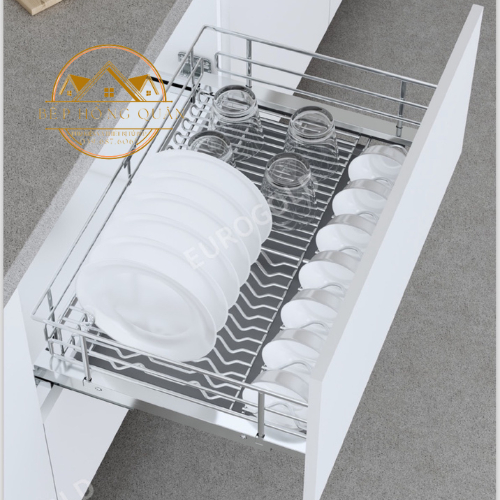 Giá Úp Bát Đĩa Tủ Bếp Kệ ngăn kéo úp bát đĩa EUROGOLD nan Oval inox 304 cao cấp, kệ bát đĩa lắp tủ dưới.