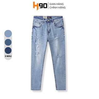 Quần Jean Nam Rách H90 Form Slimfit, Chất Bò Co Giãn Tốt Bền Màu Dáng Ống Côn Trẻ Trung Mài Rách Tự Nhiên MTRJ009