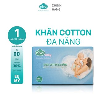 [Combo 5-10] Hộp Khăn Vải Khô Cotton Đa Năng Niva Hộp 100 Tờ Tiện Dụng, Chất Liệu Cotton Tự Nhiên An Toàn Cho Bé
