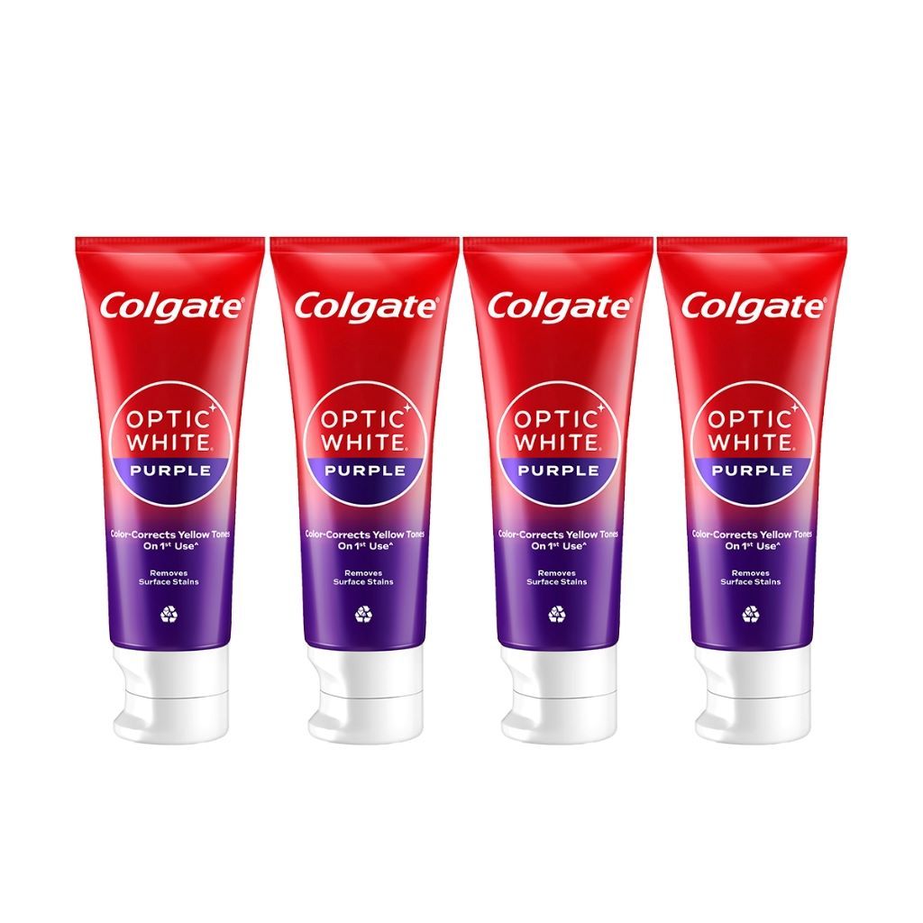 Bộ 4 Kem Đánh Răng Colgate trắng răng Optic White Purple 100g công nghệ