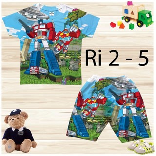  Đồ bộ cộc tay cho bé trai hình Robot đại chiến Transformers bigsize 10-20KG chất thun lạnh Thái mát