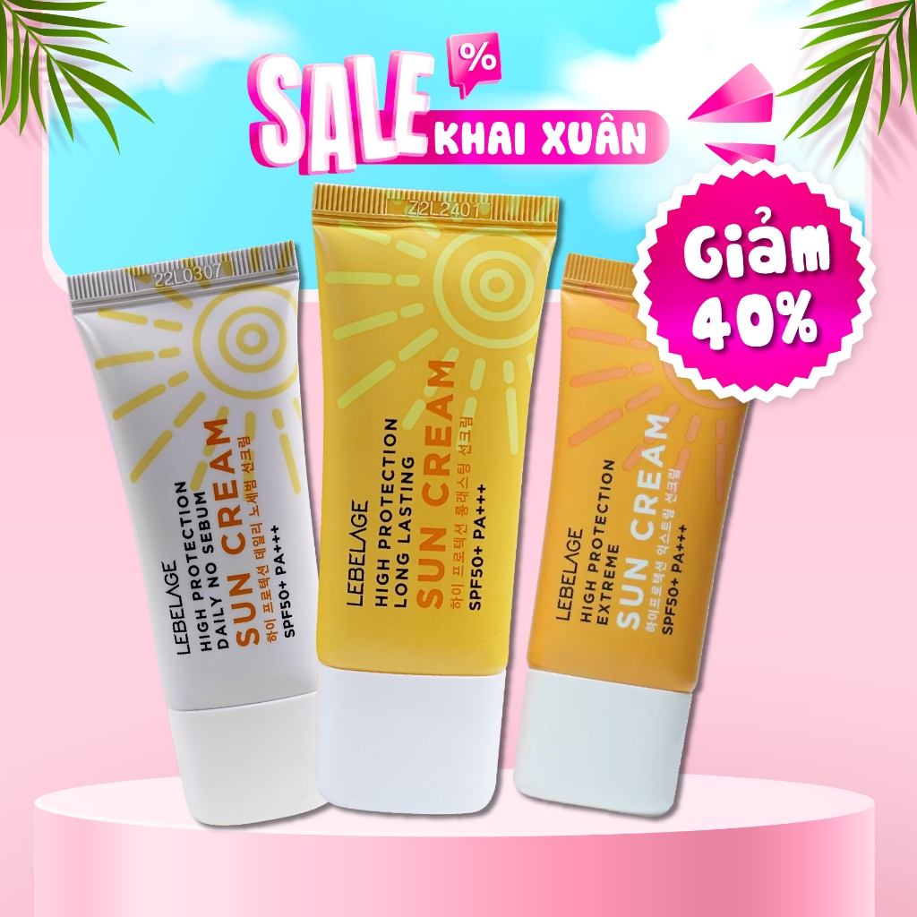 Kem Chống Nắng Chống Thấm Nước Lebelage SPF50+ Pa+++ High Protection Long Lasting Sun Cream Chiết Xuất Lá Lô Hội 30ml