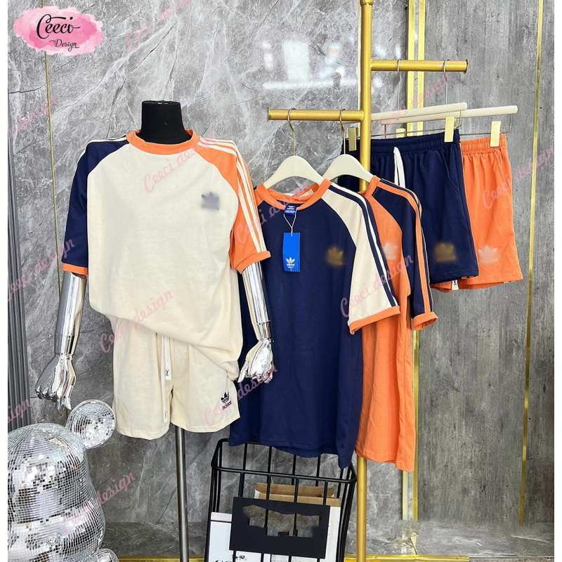 SET BỘ nữ (kèm ảnh thật )đùi tay phối chạy sọc quần có túi 2 bên thêu add