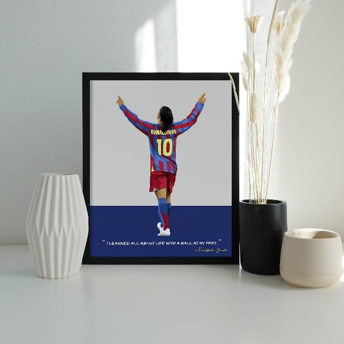 Ronaldinho - Barcelona FC Poster - Football Wall Art - Soccer Gifts