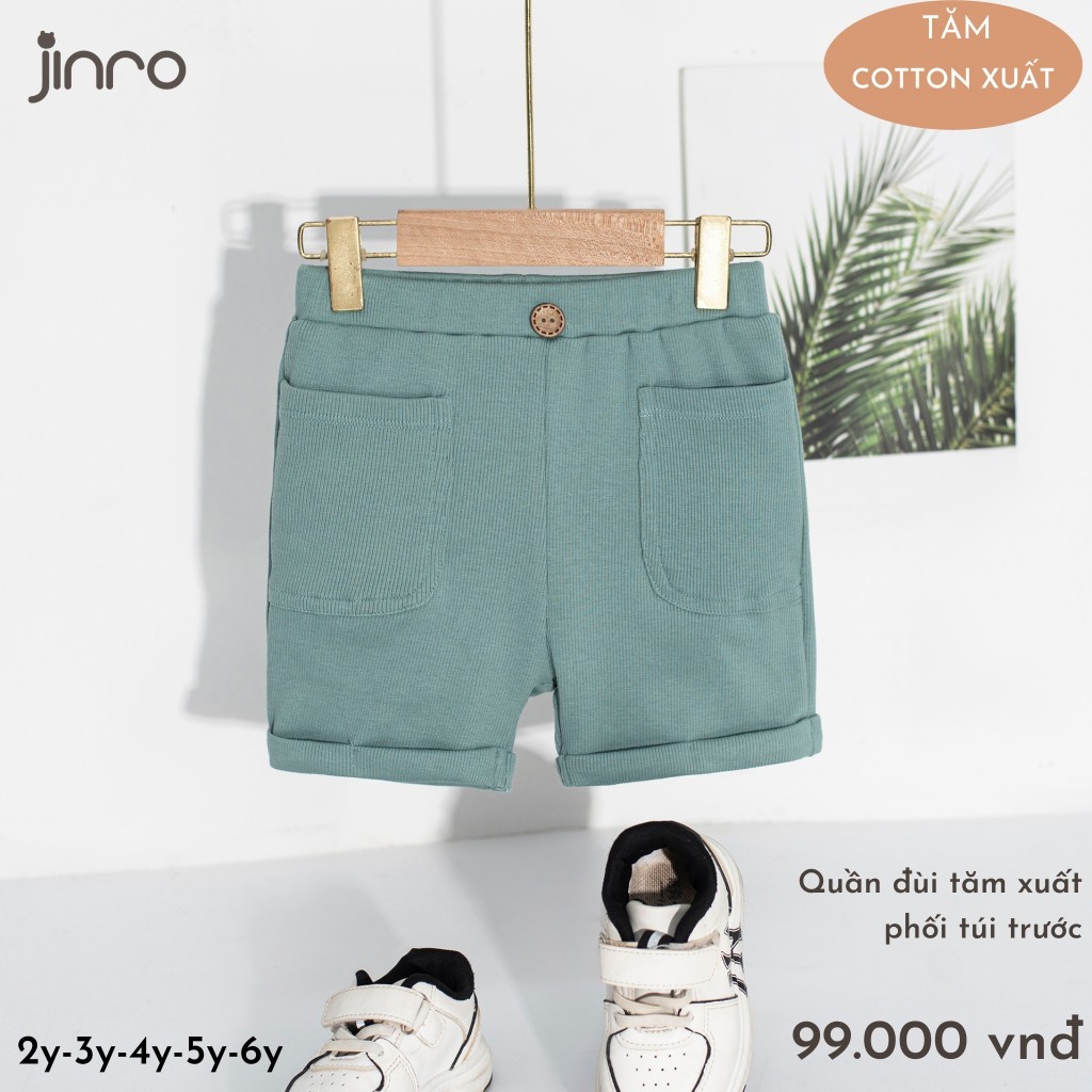 [CHÍNH HÃNG] Quần đùi tăm bé trai xuất phối túi trước chất liệu cotton Jinro