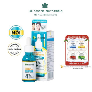 Tinh Chất Garnier Giảm Mụn Mờ Thâm Cho Da Dầu, Mụn 30ml Bright Complete Anti-Acnes Booster Serum