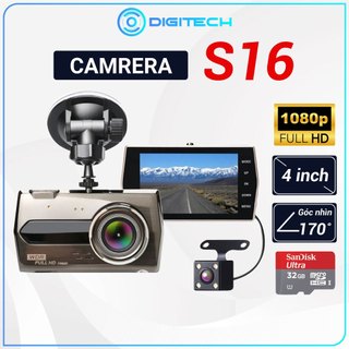  Camera Hành Trình Ô Tô S16 Màn Hình Siêu Nét - Chống Rung  Full HD 1296p Tích hợp cam sau Tặng thẻ nhớ 32Gb 