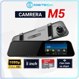 Camera Hành Trình Ô Tô M5 Màn Hình Cảm Ứng Dạng Gương, Tích hợp Cam Sau Dây 6m, Phù Hợp Nhiều Dòng Xe, Tặng kèm thẻ