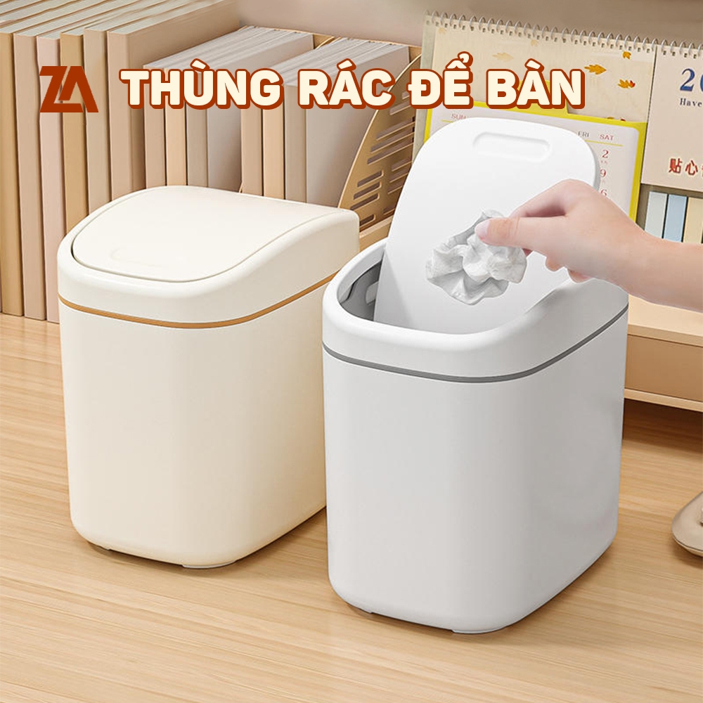 Thùng rác mini, thùng rác để bàn thông minh sang trọng với nắp lật tiện lợi chất liệu ABS cao cấp BX68