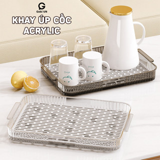 Khay Úp Cốc Hai Lớp Trong Suốt, Giá Úp Cốc Chất Liệu PP Cao Cấp Chịu Nhiệt Tốt Thiết Kế Tinh Tế Sang Trọng GOBI